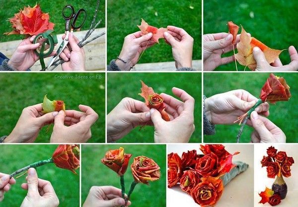 technique créative de roses en feuilles