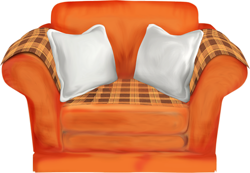 fauteuil orange & marron