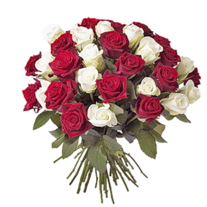 bouquet de roses rouges & blanches