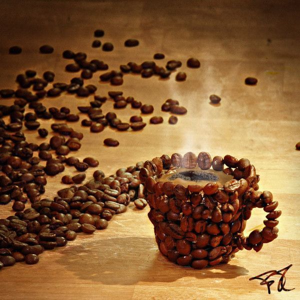 sculpture café en grains de café