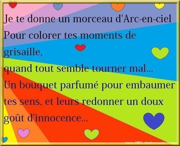 je te donne un morceau d'arc en ciel pour colorer 